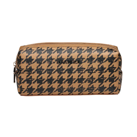 Brianna Makeup Bag | Houndstooth Camel incl. 6 Brushes