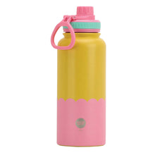 Load image into Gallery viewer, 1L Stainless Steel Drink Bottle - Wave Yellow &amp; Candy
