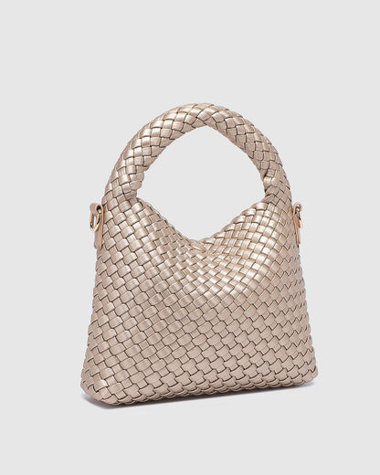 Louenhide Gabby Mini Woven Shoulder Bag- Pink Champagne