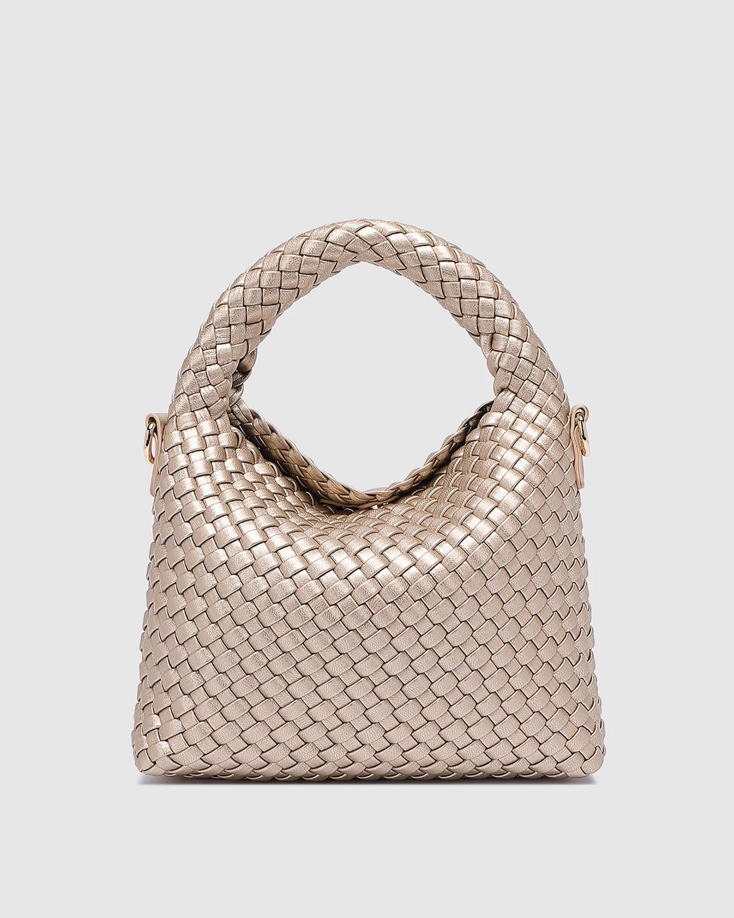 Louenhide Gabby Mini Woven Shoulder Bag- Pink Champagne