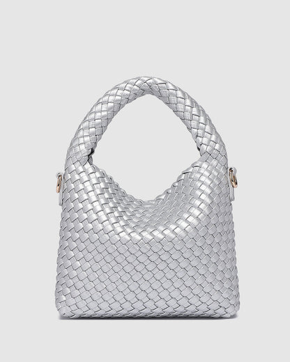 Louenhide Gabby Mini Woven Shoulder Bag- Silver