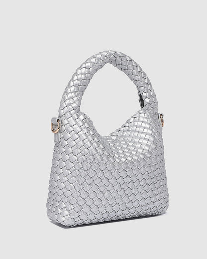 Louenhide Gabby Mini Woven Shoulder Bag- Silver