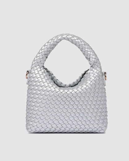 Louenhide Gabby Mini Woven Shoulder Bag- Silver