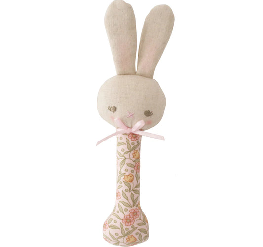 Baby Bunny Stick Rattle- Blossom Lily Pink