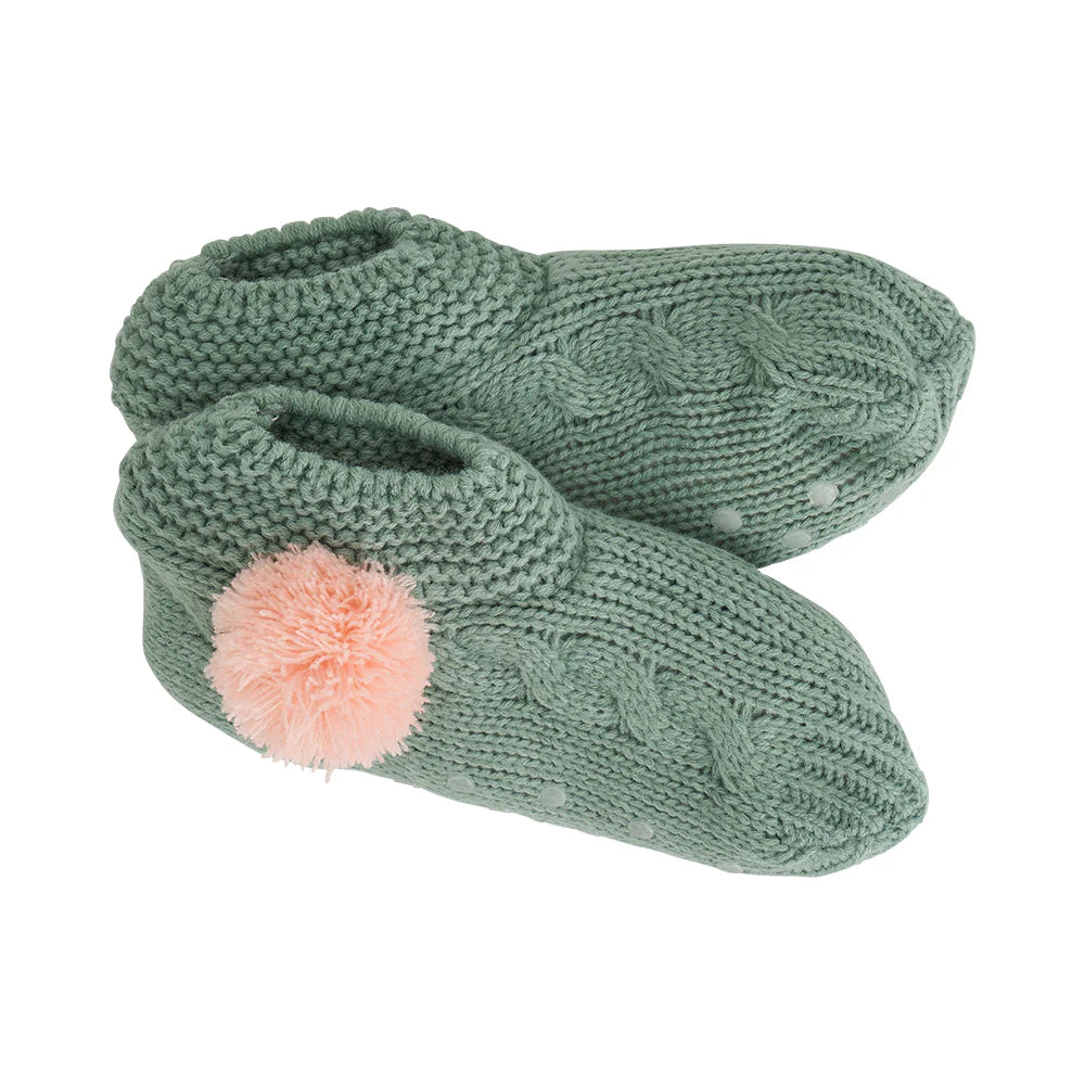 Slouchy Slipper | Sage & Pink