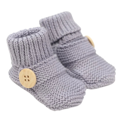 Cotton Knit Button Bootie with Gift Box | Dusty Blue