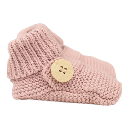 Cotton Knit Button Bootie with Gift Box | Dusty Pink