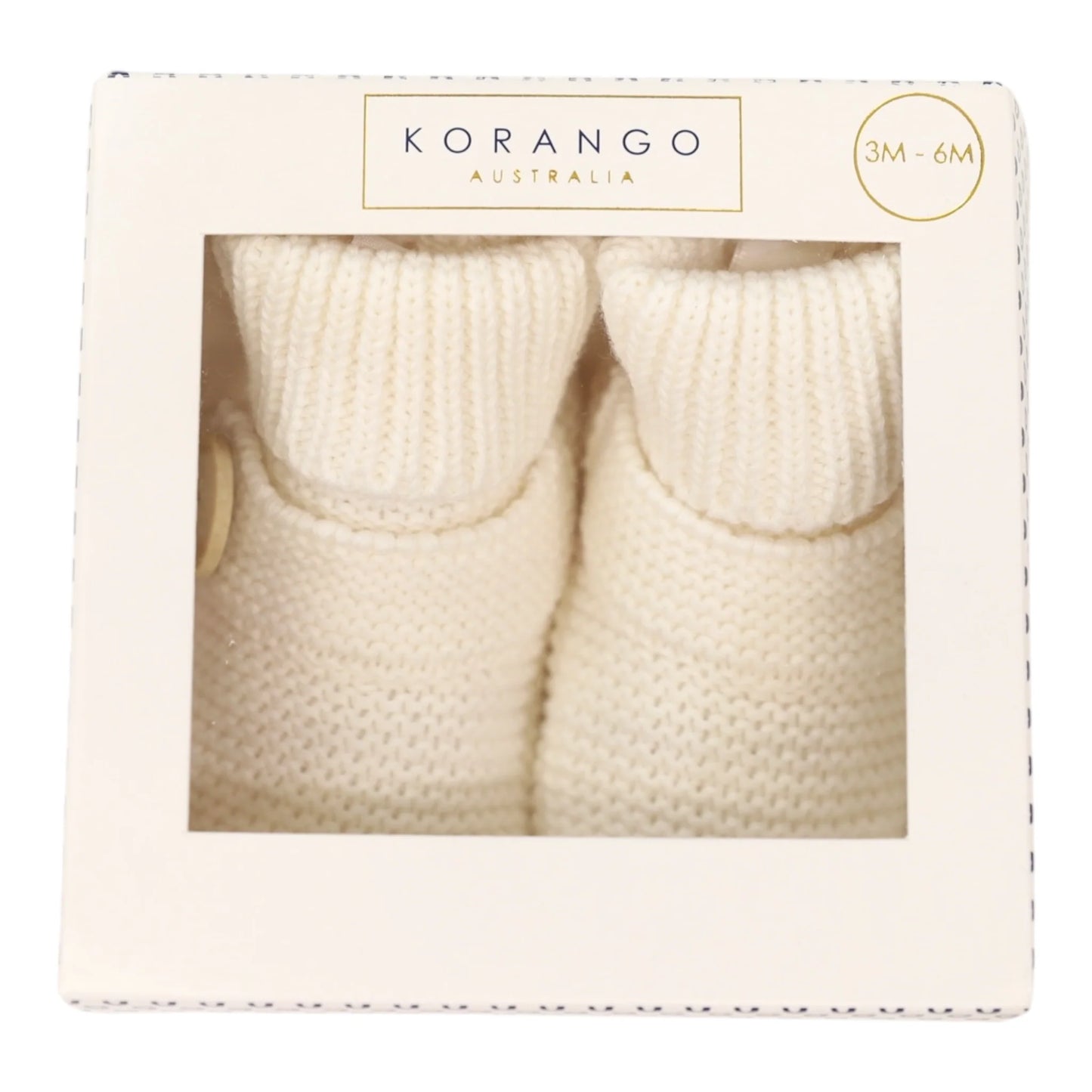 Cotton Knit Button Bootie with Gift Box | White