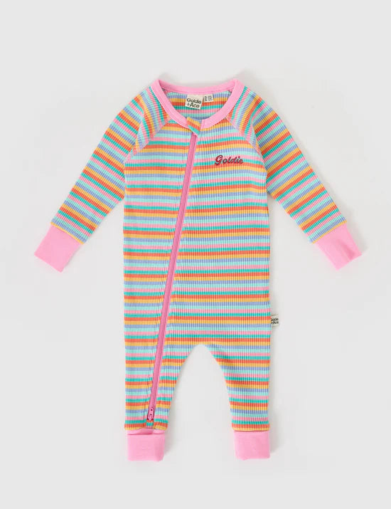 Rib Zipsuit | Candy Stripe