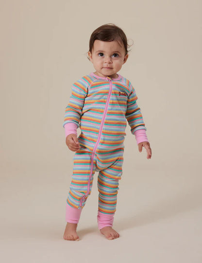 Rib Zipsuit | Candy Stripe