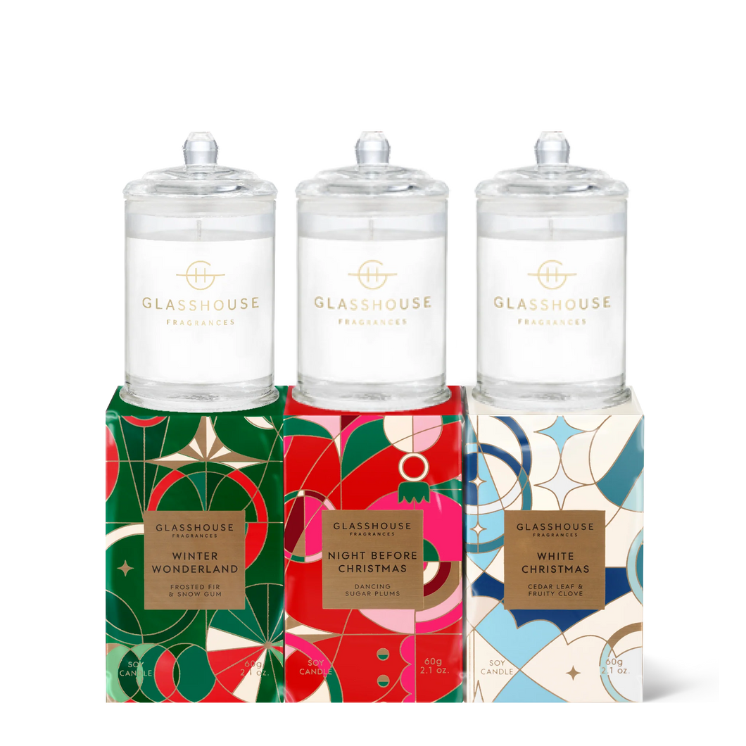 Glasshouse Christmas Trio- 3x 60g Candles