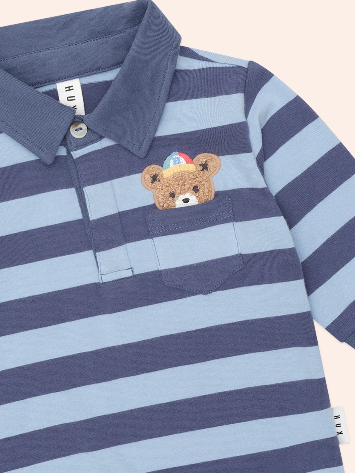 Peeping Hux Blue Stripe Polo