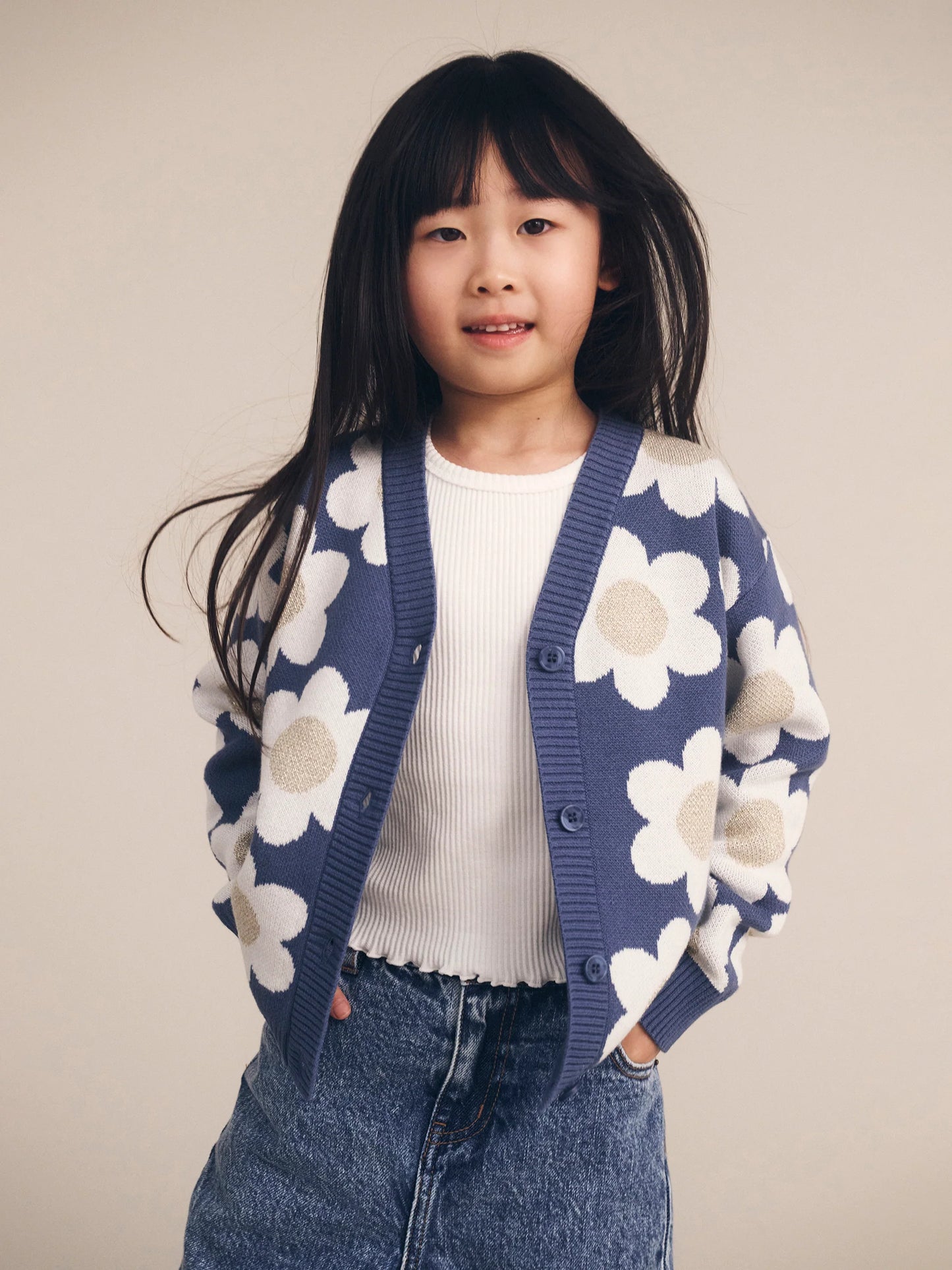 Midnight Daisy Boxy Cardi