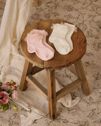 Ruffle Socks | Ivory, Blush