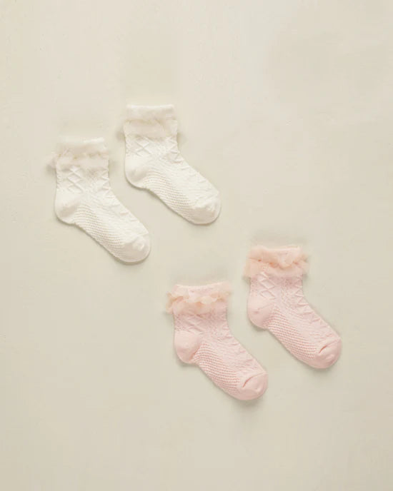 Ruffle Socks | Ivory, Blush