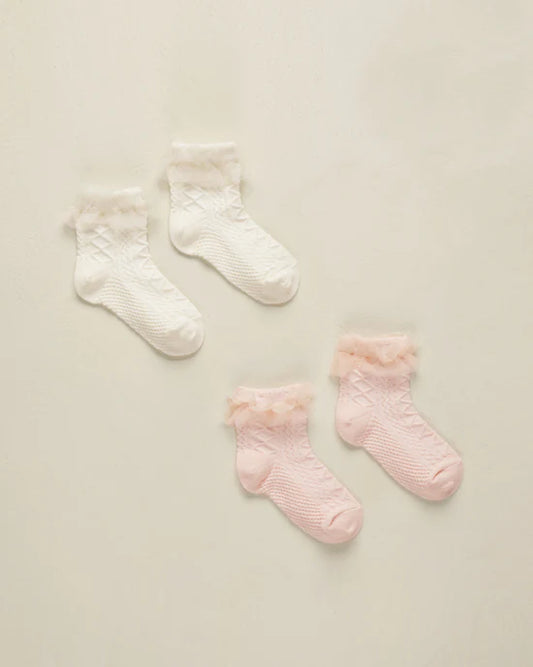 Ruffle Socks | Ivory, Blush