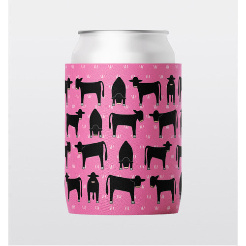 Angus Cattle on Pink - Stubby Holder