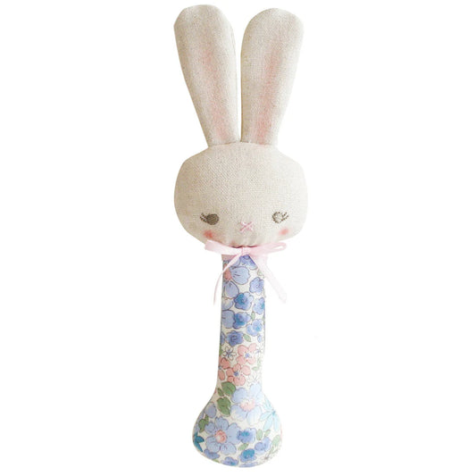 Baby Bunny Stick Rattle- Liberty Blue