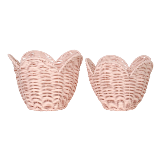 Rattan Lily Basket Set- Blush